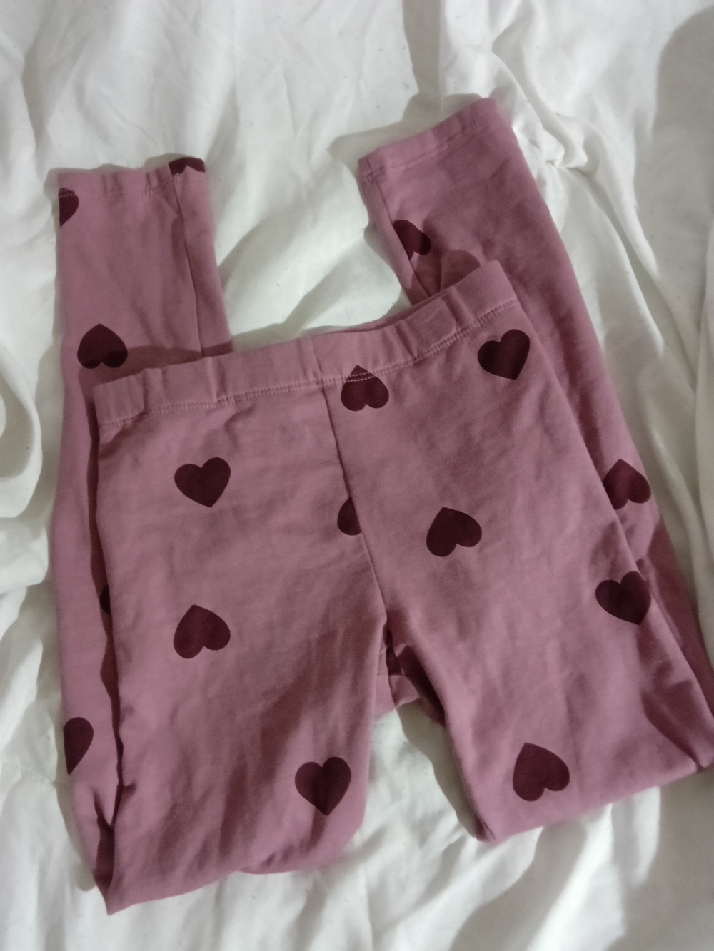 H&M Blue & Pink Leggings with Maroon Heart Print